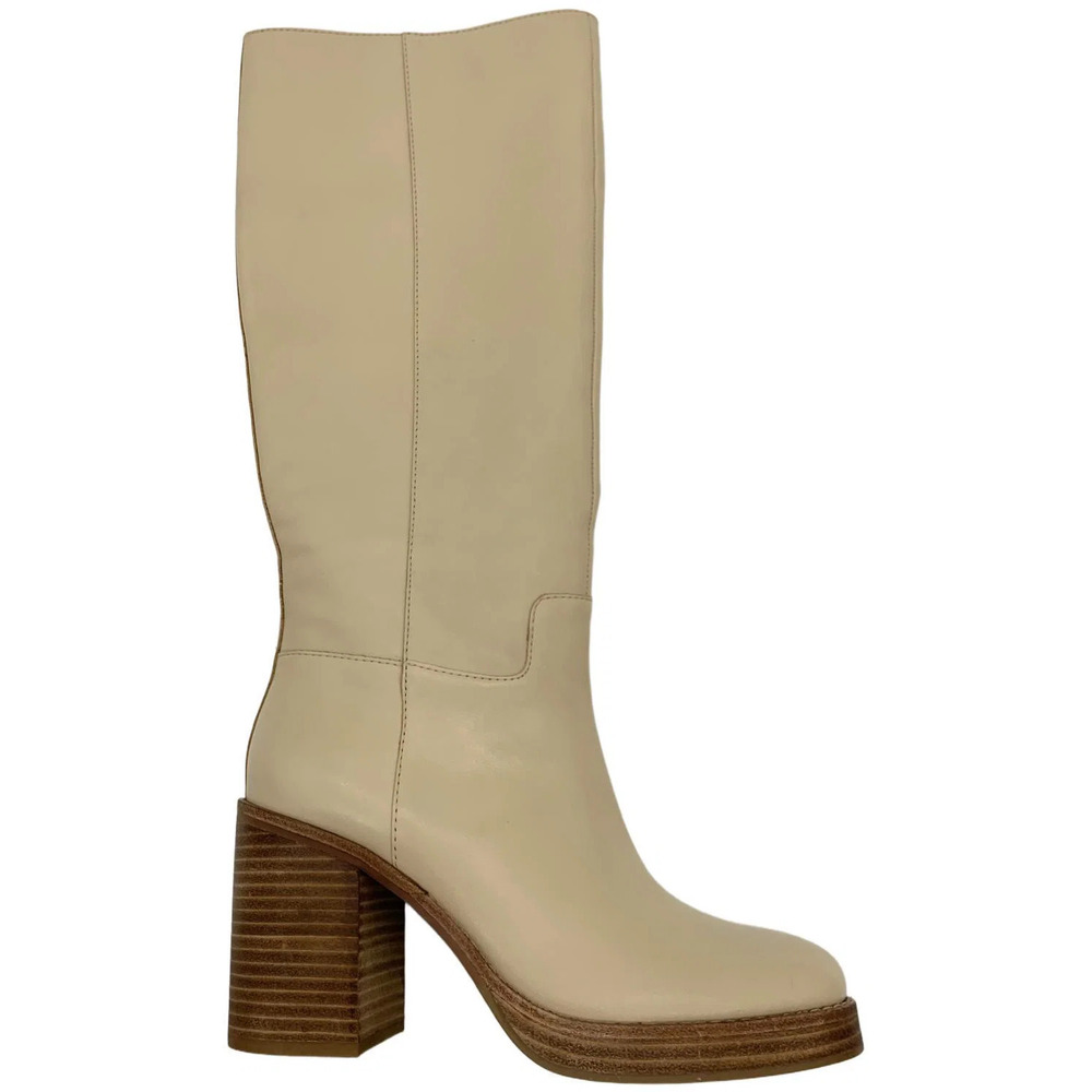 Vince Camuto Women's Gibi Leather Tall Shaft Heeled Boot Burnt Sugar - Medium
